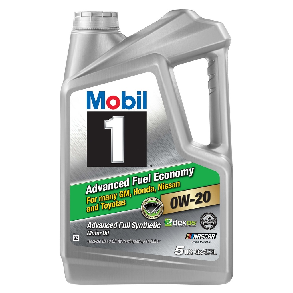 Mobil 1 Advanced Fuel Economy Full Synthetic Motor Oil 0W-20, 5 Quart