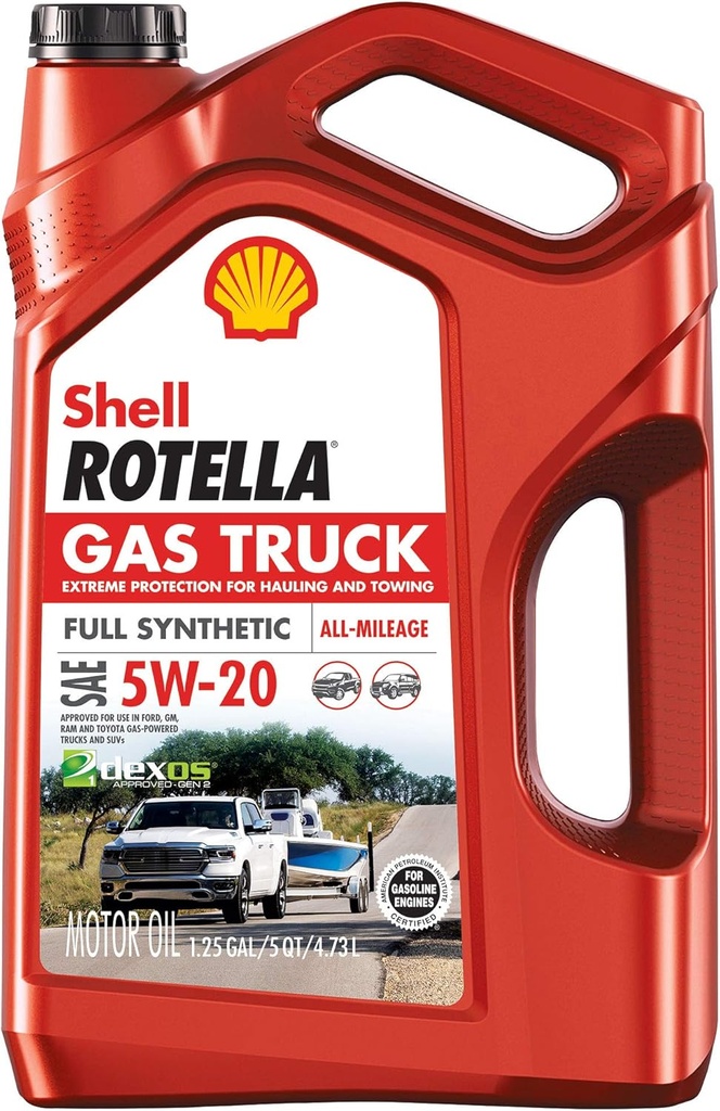  Shell Rotella Gas Truck Full Synthetic 5W-20 Motor Oil for Pickups and SUVs (5-Quart, Pack of 1)