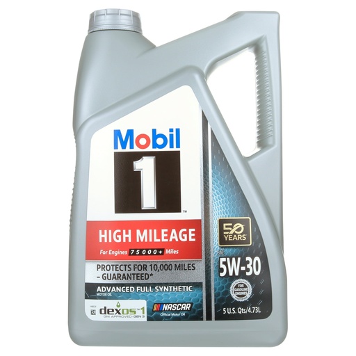 Mobil 1 High Mileage Full Synthetic Motor Oil 5W-30, 5 Quart