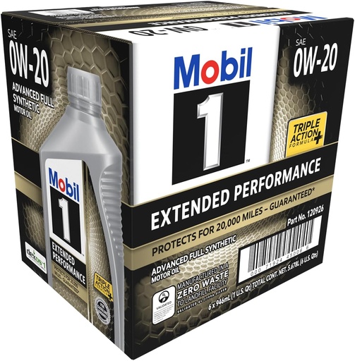  Mobil 1 Extended Performance Full Synthetic Motor Oil 0W-20, 1 Quart (6-pack) 