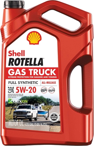  Shell Rotella Gas Truck Full Synthetic 5W-20 Motor Oil for Pickups and SUVs (5-Quart, Pack of 1)